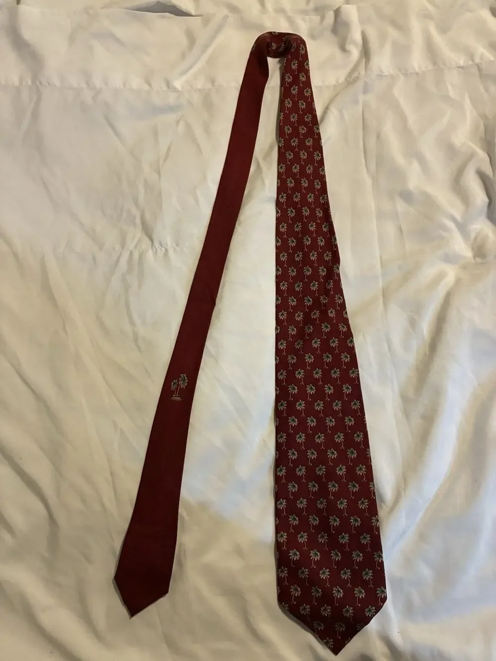 Vintage Off Island By Tommy Bahama Palm Tree Cranberry Tie Classic